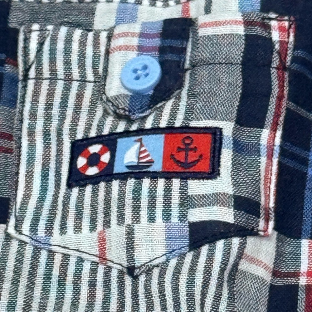 Little Me Nautical Plaid Baby Romper - Picture 2 of 4